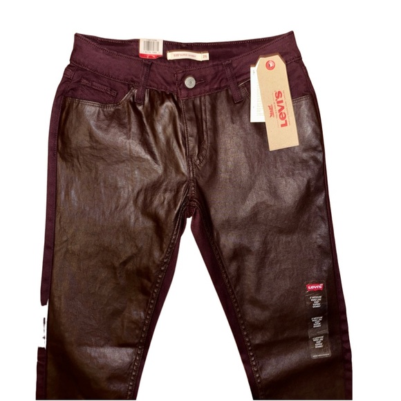 New with tag Levi’s 535 Super Skinny Biker Pants Faux Leathe - Picture 4 of 11